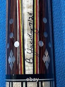 JACOBY CUSTOM POOL CUE 12.3MM 29KW SHAFT LEATHER WRAP RADIAL mother of pearl