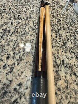 JACOBY CUSTOM POOL CUE OLIVEWOOD COCOBOLO LEATHER WRAP With SHAFT