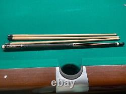 JD custom 8 point beautiful Ebony pool cue 3 shafts 8 extension leather wrap