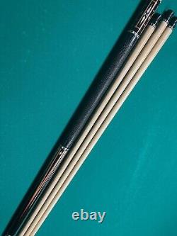 JD custom 8 point beautiful Ebony pool cue 3 shafts 8 extension leather wrap