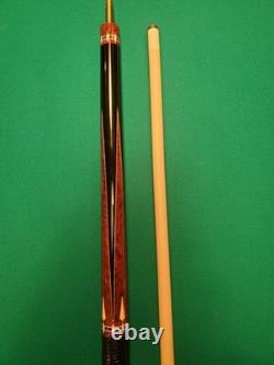 JK Custom Design Burl & Ebony pool cue with Ivory Inlays & Lizard Leather Wrap