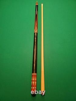 JK Custom Design Burl & Ebony pool cue with Ivory Inlays & Lizard Leather Wrap