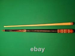 JK Custom Design Burl & Ebony pool cue with Ivory Inlays & Lizard Leather Wrap