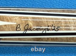 Jacoby Custom Pool Cue 11.75mm 30kw Shaft Ebony Maple Burl Leather Wrap Radial