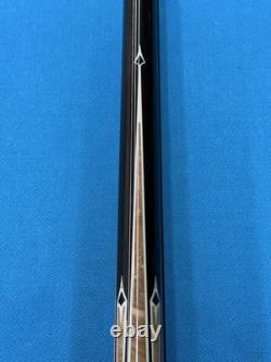 Jacoby Custom Pool Cue 11.75mm 30kw Shaft Ebony Maple Burl Leather Wrap Radial