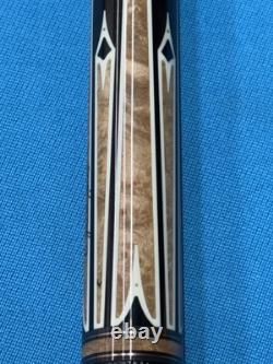Jacoby Custom Pool Cue 11.75mm 30kw Shaft Ebony Maple Burl Leather Wrap Radial