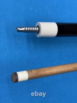 Jacoby Custom Pool Cue 11.75mm 30kw Shaft Ebony Maple Burl Leather Wrap Radial