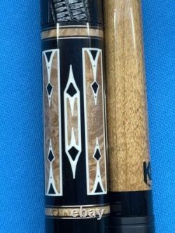 Jacoby Custom Pool Cue 11.75mm 30kw Shaft Ebony Maple Burl Leather Wrap Radial