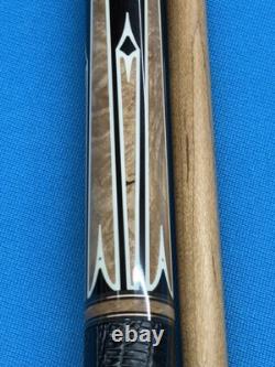 Jacoby Custom Pool Cue 11.75mm 30kw Shaft Ebony Maple Burl Leather Wrap Radial