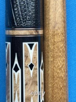 Jacoby Custom Pool Cue 11.75mm 30kw Shaft Ebony Maple Burl Leather Wrap Radial