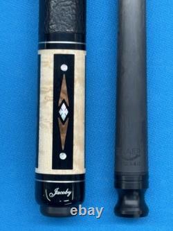 Jacoby Custom Pool Cue 12.3mm 29 Cf Shaft Ebony Elder Burl Mother Of Pearl