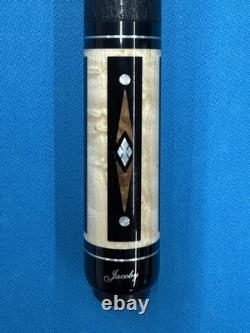 Jacoby Custom Pool Cue 12.3mm 29 Cf Shaft Ebony Elder Burl Mother Of Pearl
