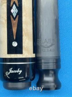Jacoby Custom Pool Cue 12.3mm 29 Cf Shaft Ebony Elder Burl Mother Of Pearl
