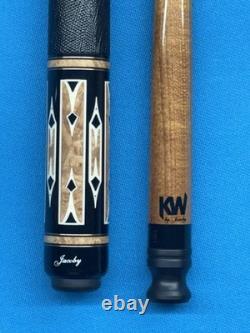 Jacoby Custom Pool Cue 12.3mm 29' Kw Shaft Ebony Maple Burl Leather Wrap Radial