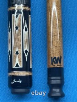 Jacoby Custom Pool Cue 12.3mm 29' Kw Shaft Ebony Maple Burl Leather Wrap Radial