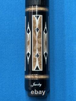 Jacoby Custom Pool Cue 12.3mm 29kw Shaft Ebony Maple Burl Leather Wrap Radial