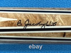 Jacoby Custom Pool Cue 12.3mm 29kw Shaft Ebony Maple Burl Leather Wrap Radial