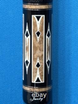 Jacoby Custom Pool Cue 12.3mm 29kw Shaft Ebony Maple Burl Leather Wrap Radial