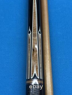 Jacoby Custom Pool Cue 12.3mm 29kw Shaft Ebony Maple Burl Leather Wrap Radial
