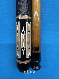 Jacoby Custom Pool Cue 12.3mm 29kw Shaft Ebony Maple Burl Leather Wrap Radial