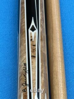 Jacoby Custom Pool Cue 12.3mm 29kw Shaft Ebony Maple Burl Leather Wrap Radial