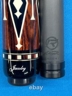 Jacoby Custom Pool Cue 12.9mm 29 Revo Shaft Ebony Cocobolo 5/16x14 Leather