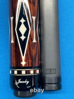 Jacoby Custom Pool Cue 12.9mm 29 Revo Shaft Ebony Cocobolo 5/16x14 Leather