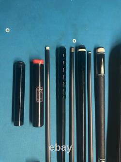 Jacoby Custom Pool Cue, Black Out Break Cue, Jump Cue, and 4X8 Pool Case, Radial