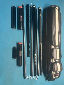 Jacoby Custom Pool Cue, Black Out Break Cue, Jump Cue, and 4X8 Pool Case, Radial