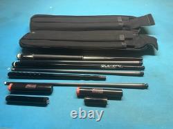 Jacoby Custom Pool Cue, Black Out Break Cue, Jump Cue, and 4X8 Pool Case, Radial