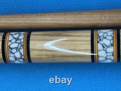 Jacoby Custom Pool Cue Jacoby Kw 12.3mm 29 Olivewood Ebony Buffalo Turqoise