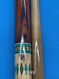 Jacoby Custom Pool Cue Kw 12.75mm 29 Shaft Olivewood Coco And Malachite Radial
