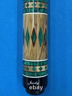 Jacoby Custom Pool Cue Kw 12.75mm 29 Shaft Olivewood Coco And Malachite Radial