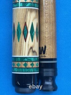 Jacoby Custom Pool Cue Kw 12.75mm 29 Shaft Olivewood Coco And Malachite Radial