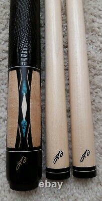 Jerry Olivier Custom Pool Cue, Ebony & Turquoise with2 Shafts, FREE HARD CASE