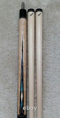 Jerry Olivier Custom Pool Cue, Ebony & Turquoise with2 Shafts, FREE HARD CASE