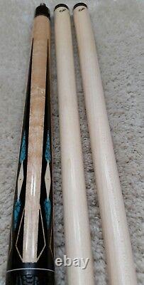 Jerry Olivier Custom Pool Cue, Ebony & Turquoise with2 Shafts, FREE HARD CASE