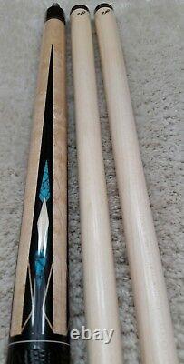 Jerry Olivier Custom Pool Cue, Ebony & Turquoise with2 Shafts, FREE HARD CASE