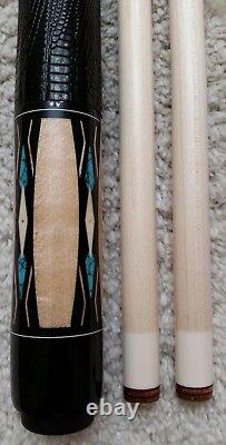 Jerry Olivier Custom Pool Cue, Ebony & Turquoise with2 Shafts, FREE HARD CASE