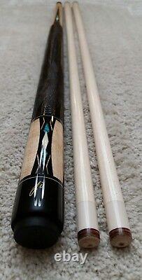 Jerry Olivier Custom Pool Cue, Ebony & Turquoise with2 Shafts, FREE HARD CASE