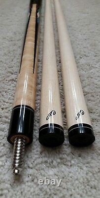 Jerry Olivier Custom Pool Cue, Ebony & Turquoise with2 Shafts, FREE HARD CASE