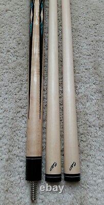 Jerry Olivier Custom Pool Cue, Ebony & Turquoise with2 Shafts, FREE HARD CASE