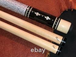 Jerry Olivier Custom Pool Cue With Two Shafts. Linen Wrapped Cue. Signed