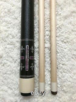 Jerry Olivier LTD Pool Cue with 2 Shafts, Ebony Points with Mother Of Peal & Purple