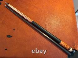 Jonas Reyes Custom Pool Cue With Carbon Fiber Shaft 6 Point Amboyna Leather Wrap