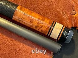 Jonas Reyes Custom Pool Cue With Carbon Fiber Shaft 6 Point Amboyna Leather Wrap