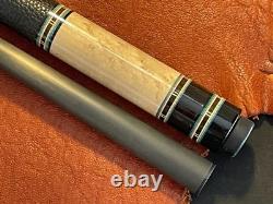 Jonas Reyes Custom Pool Cue With Carbon Fiber Shaft 6 Point Ebony Leather Wrap