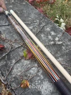 Joss Custom Pool Cue, Sharp Points. Amazing Vibrant Veneers. Lots Of Inlays