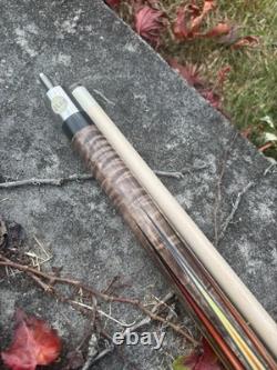 Joss Custom Pool Cue, Sharp Points. Amazing Vibrant Veneers. Lots Of Inlays