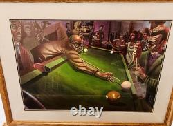 Justin Bua Salon De Billar Custom FRAMED African American Pool Hall Billiards